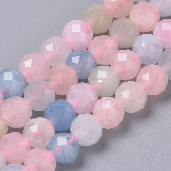 

PandaHall Natural Morganite Beads Strands, Faceted Round, 6mm, Hole: 1mm, about 68pcs/strand, 15.7 inch Morganite Round