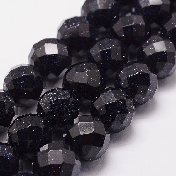 

PandaHall Synthetic Blue Goldstone Beads Strands, Dyed & Heated, Faceted(64 Facets), Round, 16mm, Hole: 1.2mm, 25pcs/strand, 15.7 inch Blue...
