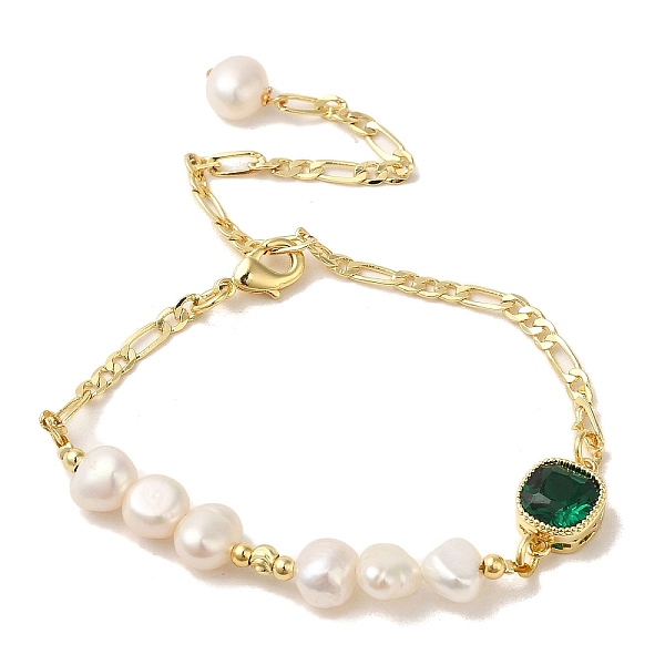 

PandaHall Rhinestone Square Link Bracelet with Natural Pearl, with Brass Chains, Real 14K Gold Plated, 8-5/8 inch(21.8cm) Pearl Square