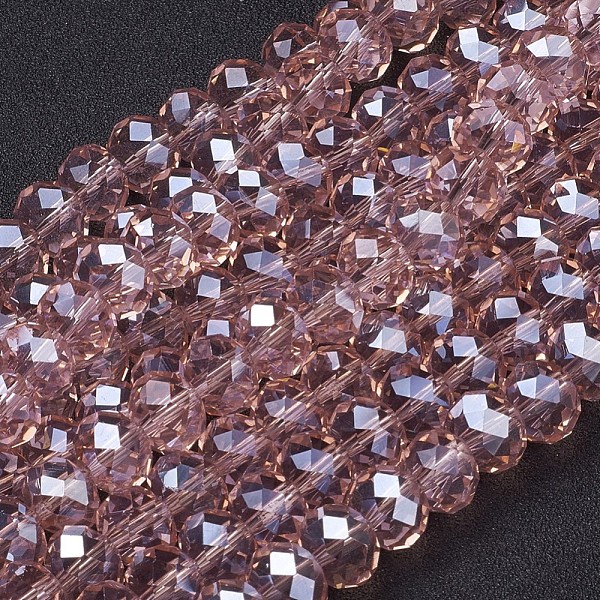 

PandaHall Glass Beads Strands, Pearl Luster Plated, Crystal Suncatcher, Faceted Rondelle, Dark Salmon, 10x7mm, Hole: 1mm, about..., Red