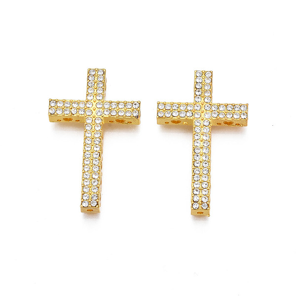 

PandaHall Rack Plating Alloy Beads, with Rhinestone, Cadmium Free & Lead Free, Cross, Golden, Crystal, 34.5x21.5x5mm, Hole: 1.4mm..., Clear