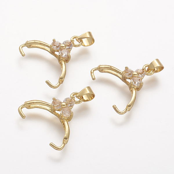 

PandaHall Rack Plating Brass Ice Pick and Pinch Bails, Long-Lasting Plated, with Rhinestone, Golden, 17~18x12~13x5mm, Hole: 4x4.5mm, Pin...