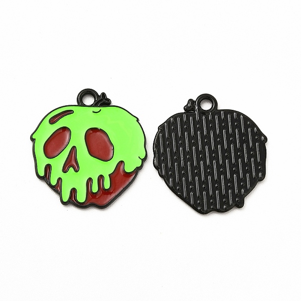 

PandaHall Rack Plating Alloy Enamel Pendants, Cadmium Free & Nickel Free & Lead Free, Halloween Theme, Apple Skull Charm, Electrophoresis...