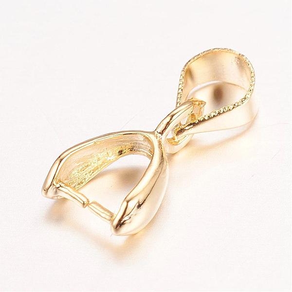 

PandaHall Real 18K Gold Plated Brass Pendant Pinch Bails, Nickel Free, Rack Plating, 10.5x5.5x3mm, Hole: 4x5mm Brass