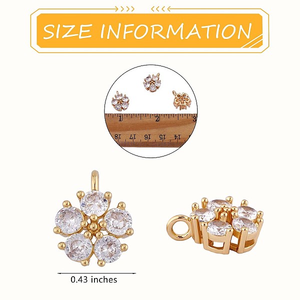 

PandaHall 6 Pieces Clear Cubic Zirconia Flower Charm Pendant Brass CZ Charm Real 18K Gold Plated Pendant for Jewelry Necklace Earring Making...