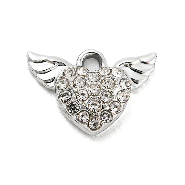 

PandaHall UV Plating Alloy Rhinestone Pendants, Heart with Wings Charms, Platinum, 11.5x16.5x3.5mm, Hole: 1.8mm Alloy+Rhinestone Heart