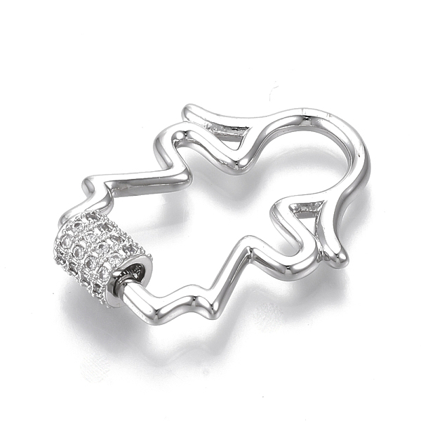 Brass Micro Pave Clear Cubic Zirconia Screw Carabiner Lock Charms