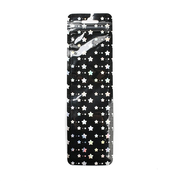 

PandaHall Rectangle Laser Plastic Yin-yang Zip Lock Gift Bags, Self Sealing Reclosable Package Pouches for Pen Keychain Watch Storage, Black...