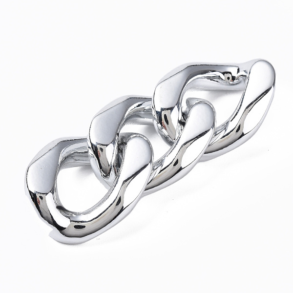 

PandaHall UV Plating Acrylic Linking Rings, Quick Link Connectors, for Curb Chains Jewelry Making, Twist Oval, Silver, 27x22x10mm, Inner...