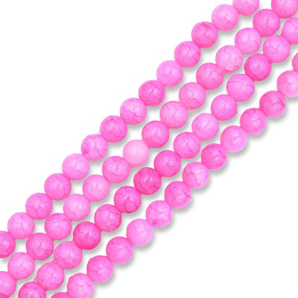 

PandaHall Crackle Glass Beads Strands, Dyed & Heated, Round, Magenta, 10mm, Hole: 1mm, about 78~79pcs/strand, 29.92 inch~30.24 inch..., Pink
