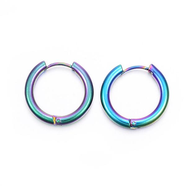 

PandaHall Ion Plating(IP) 304 Stainless Steel Huggie Hoop Earrings, Hypoallergenic Earrings, with 316 Surgical Stainless Steel Pin, Rainbow...