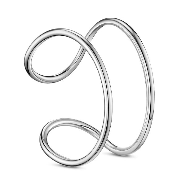 

PandaHall SHEGRACE Rhodium Plated 925 Sterling Silver Cuff Rings, Open Rings, Platinum, Size 8, 18.4mm Sterling Silver