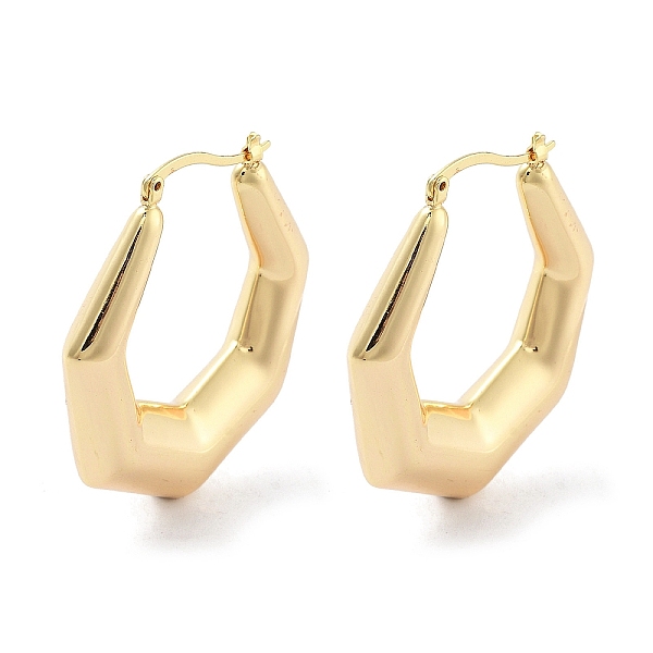 

PandaHall Brass Hoop Earrings, Real 18K Gold Plated, 44x8mm Brass