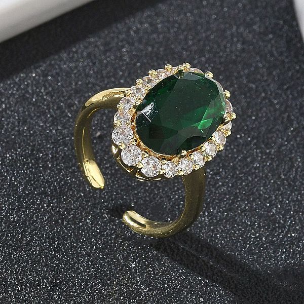 Bagues ouvertes en laiton avec micro pavé de zircones cubiques pour femmes