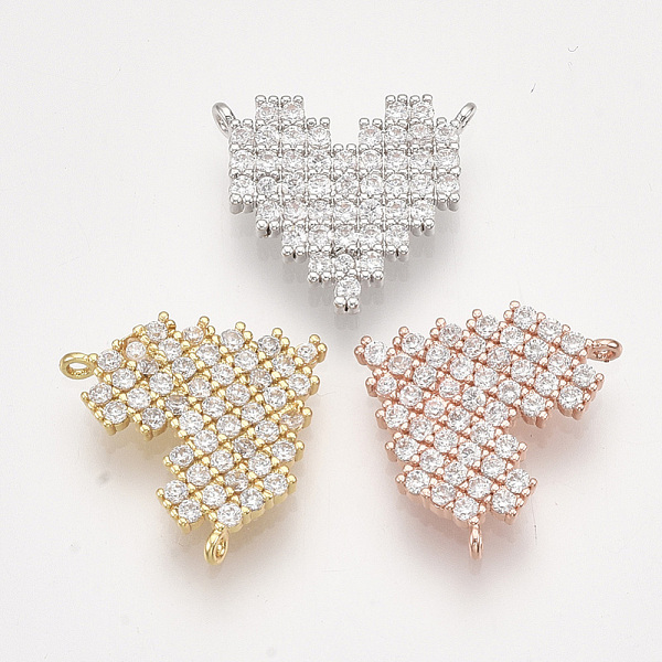 

PandaHall Brass Micro Pave Cubic Zirconia Pendants, Heart, Clear, Mixed Color, 14.5x16.5x2mm, Hole: 1mm Brass+Cubic Zirconia Heart Clear