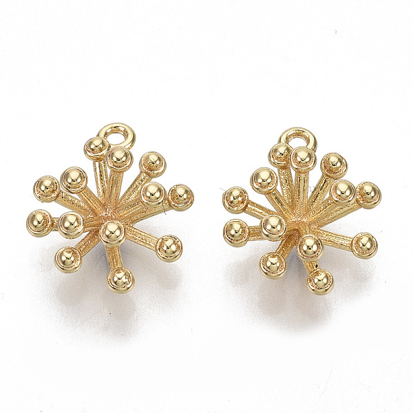 

PandaHall Brass Charms, Flower, Nickel Free, Real 18K Gold Plated, 11x9.5x5mm, Hole: 0.9mm Brass Flower