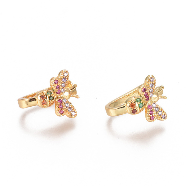 

PandaHall Golden Plated Brass Micro Pave Cubic Zirconia Cuff Earrings, Long-Lasting Plated, Colorful, 14x10.5x2~2.5mm Cubic Zirconia