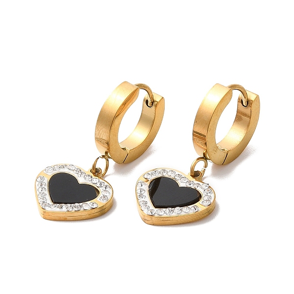 

PandaHall Black Acrylic Heart Dangle Earrings with Rhinestone, Ion Plating(IP) 304 Stainless Steel Jewelry, Golden, 28mm, Pin: 1mm...