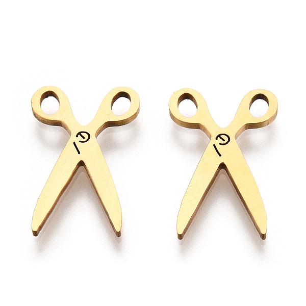 

PandaHall 201 Stainless Steel Pendants, Scissors Charm, Real 18K Gold Plated, 16x10x1mm, Hole: 1.6mm 201 Stainless Steel Tool