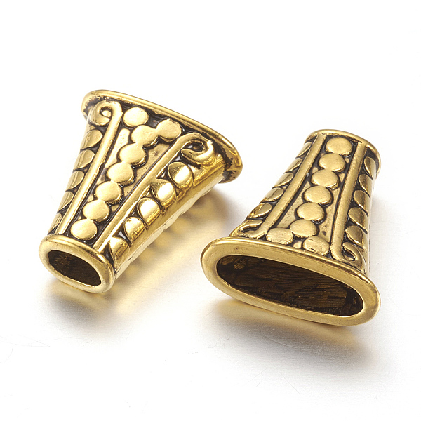 

PandaHall Tibetan Style Bead Cones, Antique Golden, Lead Free and Cadmium Free, Size: about 17mm wide, 18mm long, 9mm thick, hole: 4mm Alloy