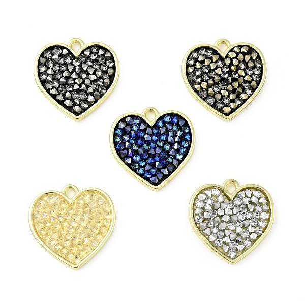 

PandaHall Rhinestone Pendants, with Light Gold Plated Brass Findings, Heart, Cadmium Free & Lead Free, Mixed Color, 19x19x3mm, Hole: 1.8mm..., Multicolor