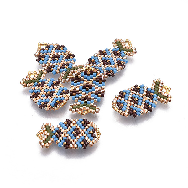 

PandaHall MIYUKI & TOHO Handmade Japanese Seed Beads Pendants, Loom Pattern, Pineapple, Colorful, 26~26.5x15x2mm, Hole: 2x3mm Glass Fruit