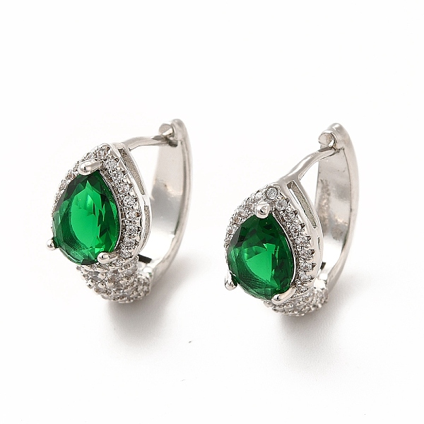 

PandaHall Green Cubic Zirconia Teardrop Hoop Earrings, Rack Plating Brass Jewelry for Women, Cadmium Free & Lead Free, Platinum, 15.5x9x18mm...