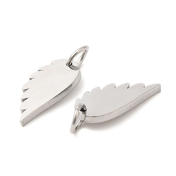 

PandaHall 304 Stainless Steel Charms, with Jump Ring, Wing Charm, Stainless Steel Color, 14.5x7x1.4mm, Hole: 3.2mm 304 Stainless Steel Wing