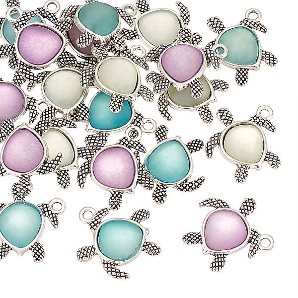 

PandaHall OLYCRAFT 18Pcs Sea Turtle Glass Pendants 1.8mm Hole DIY Turtle Charms Turtle Glass Charms 3Colors Tibetan Style Alloy Pendants for..., Multicolor