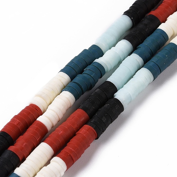 

PandaHall Handmade Polymer Clay Bead Strands, Flat Round, Heishi Beads, Black, 4x0.5~2mm, Hole: 1.2mm, about 350~360pcs/strand, 15.16~15.47...