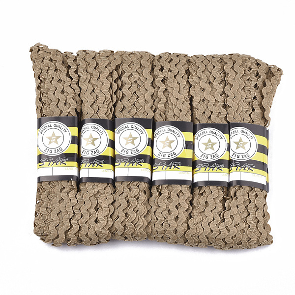 

PandaHall Polypropylene Fiber Ribbons, Wave Shape, Peru, 7~8mm, 15yard/bundle, 6bundles/bag Polypropylene None Brown