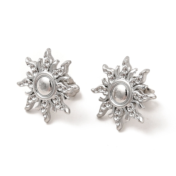 

PandaHall 304 Stainless Steel Sun Stud Earrings for Women, Stainless Steel Color, 17x17mm, Pin: 0.8mm 304 Stainless Steel Sun