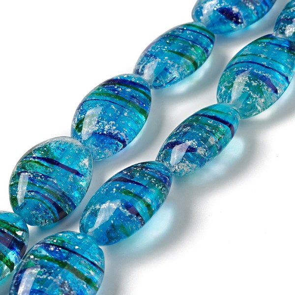 

PandaHall Handmade Lampwork Beads Strands, Oval, Deep Sky Blue, 25x16.5x10.5mm, Hole: 1.2mm, about 15pcs/strand, 14.37 inch(36.5cm) Lampwork...