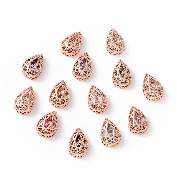 

PandaHall Rack Plating Brass Micro Pave Cubic Zirconia Multi-strand Links, Cadmium Free & Lead Free, Teardrop, Rose Gold, Mixed Color..., Multicolor