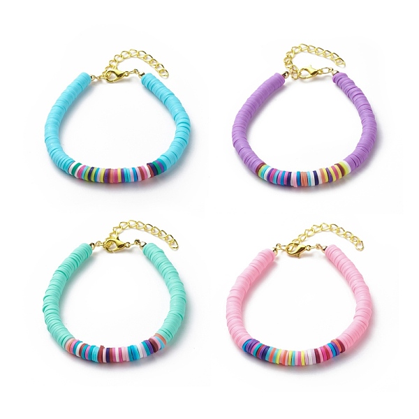 

PandaHall 4Pcs 4 Color Handmade Polymer Clay Heishi Surfer Beaded Bracelet, Stackable Preppy Bracelets for Women, Mixed Color, 7-1/2 inch..., Multicolor