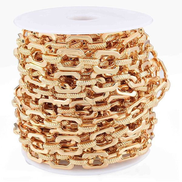 

PandaHall Rectangle Alloy Link Chains, with Spool, Cadmium Free & Nickel Free & Lead Free, Unwelded, Real 18K Gold Plated, 15x13x2mm, about...