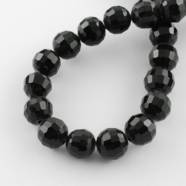 

PandaHall Transparent Glass Bead Strands, Faceted, Round, Black, 10mm, Hole: 1mm, about 72pcs/strand, 26 inch Glass Round Black