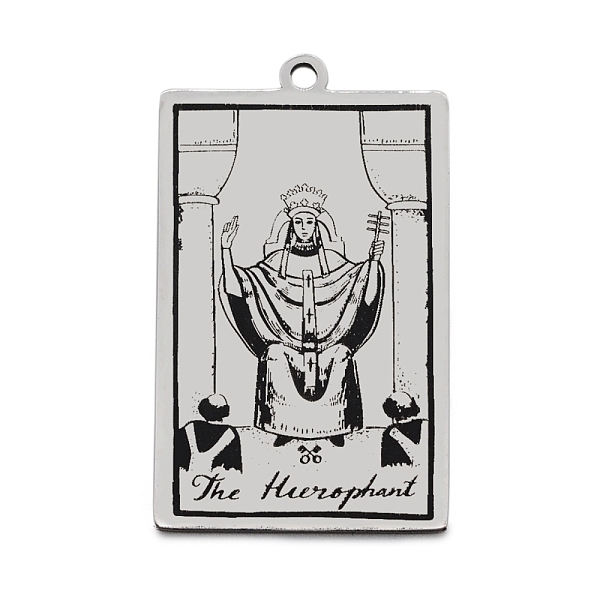 

PandaHall 201 Stainless Steel Pendants, Laser Engraved Pattern, Tarot Card Pendants, The Hierophant or the Pope V, 40x24x1mm, Hole: 2mm 201...