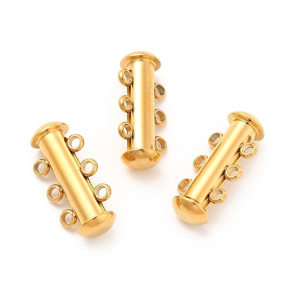 

PandaHall Ion Plating(IP) 304 Stainless Steel Slide Lock Clasps, Peyote Clasps, 3-Strand, 6-Hole, Tube, Golden, 20x10x6.5mm, Hole: 1.7mm 304...