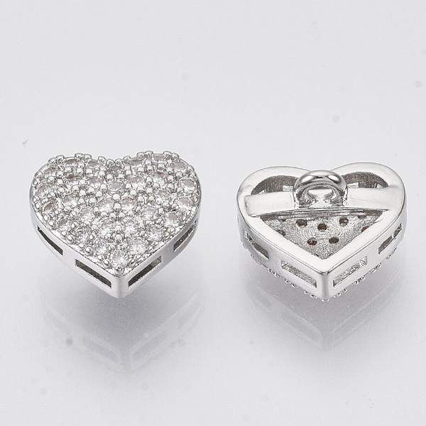 

PandaHall Brass Shank Buttons, with Micro Pave Cubic Zirconia, Heart, Clear, Platinum, 9x11x7mm, Hole: 1.4mm Brass Heart Clear