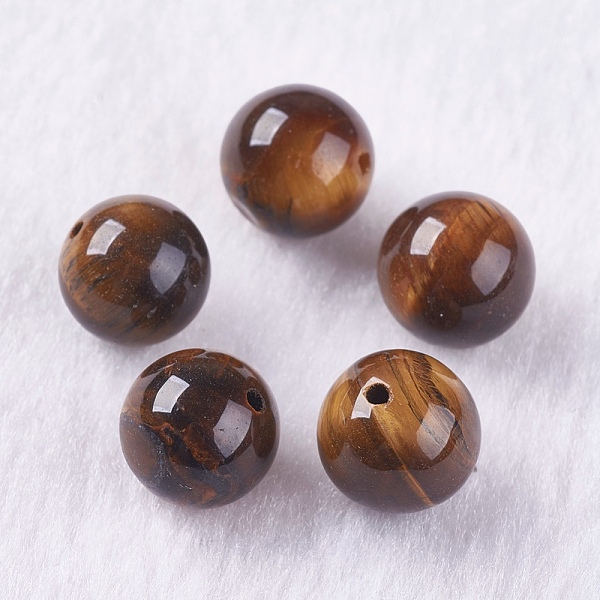 

PandaHall Natural Tiger Eye Beads, Half Drilled, Round, 10mm, Hole: 1.2mm Tiger Eye Round