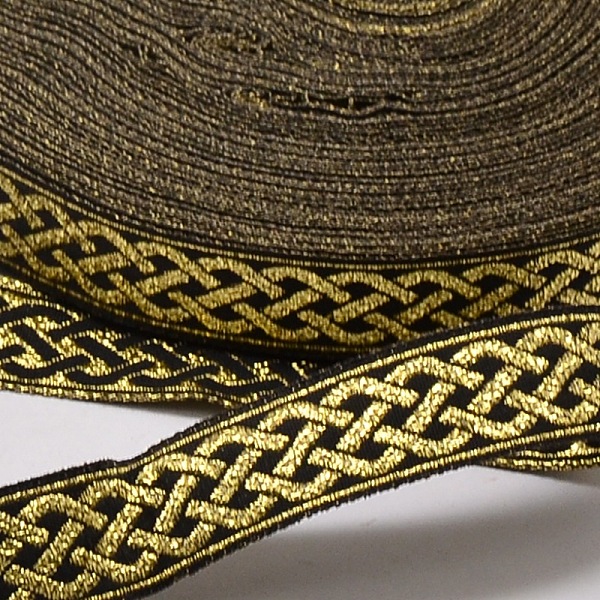 

PandaHall Polyester Ribbons, with Tie Pattern, Gold, 1/2 inch(14mm), 33yards/roll(30.1752m/roll) Polyester None Gold