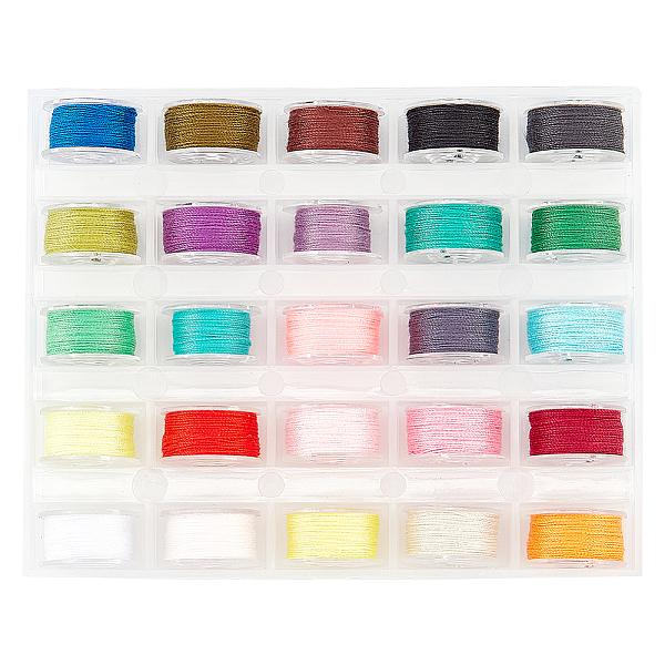 

PandaHall 25 Rolls 25 Colors Polyester Bobbin Thread, with Plastic Bobbin, for Embroidery, Quilting, Mixed Color, 0.1mm, about 27.34 Yards..., Multicolor