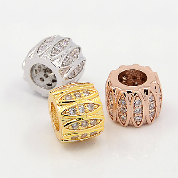 

PandaHall Brass Micro Pave Cubic Zirconia European Beads, Lead Free & Nickel Free & Cadmium Free, Rondelle, Mixed Color, 7x9mm, Hole: 4.5mm...