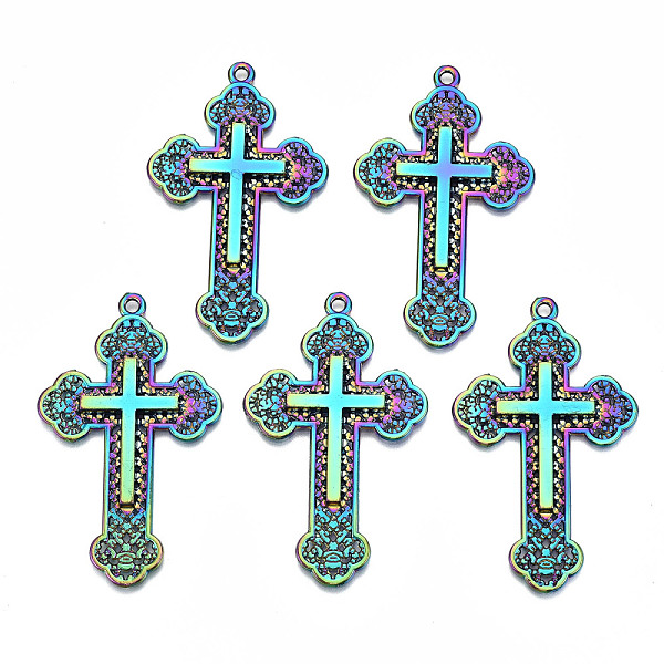 

PandaHall Rainbow Color Alloy Big Pendants, Cadmium Free & Lead Free, Cross, 54x33x3mm, Hole: 2mm Alloy Cross