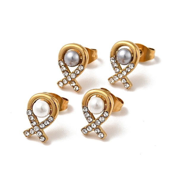 

PandaHall Fish Ion Plating(IP) 304 Stainless Steel Stud Earrings, Plastic Bead with 316 Surgical Stainless Steel Pin Ear Studs, Golden..., Multicolor