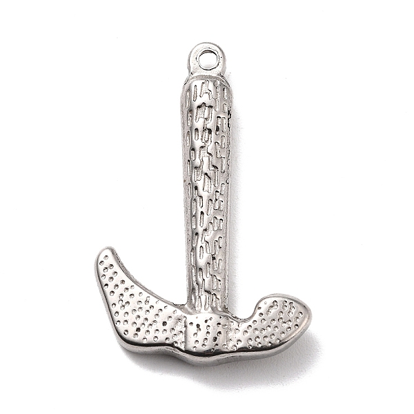 PandaHall 304 Stainless Steel Pendants, Textured, Hammer, Stainless Steel Color, 34x21.5x4.5mm, Hole: 1.8mm 304 Stainless Steel Tool
