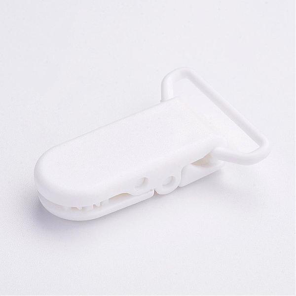 

PandaHall Eco-Friendly Plastic Baby Pacifier Holder Clip, White, 43x31x9mm Plastic White