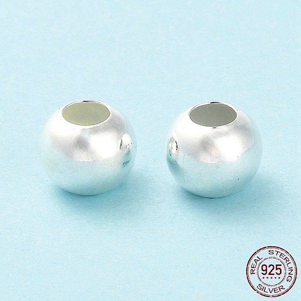 

PandaHall 925 Sterling Silver Beads, Round, Silver, 8x7mm, Hole: 3.5mm Sterling Silver Round