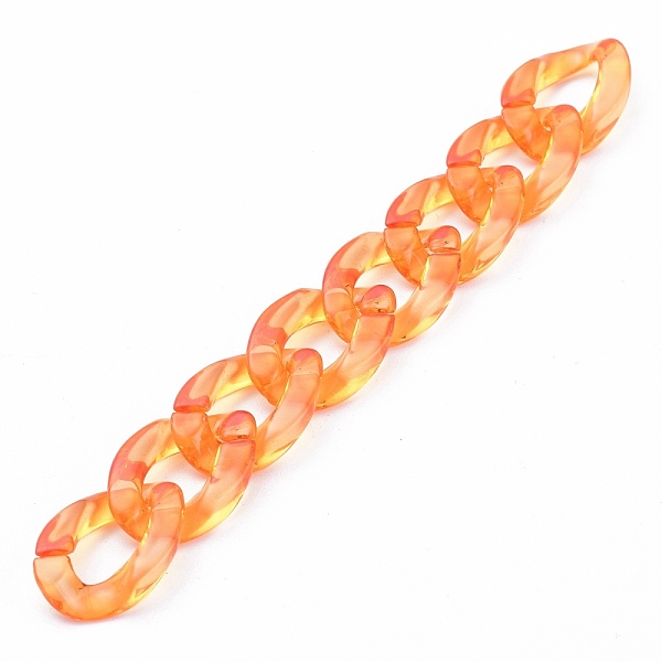 

PandaHall Handmade Transparent Acrylic Curb Chains, Unwelded, Orange, 39.37 inch(100cm), Link: 23x17x4.5mm, 1m/strand Acrylic Orange